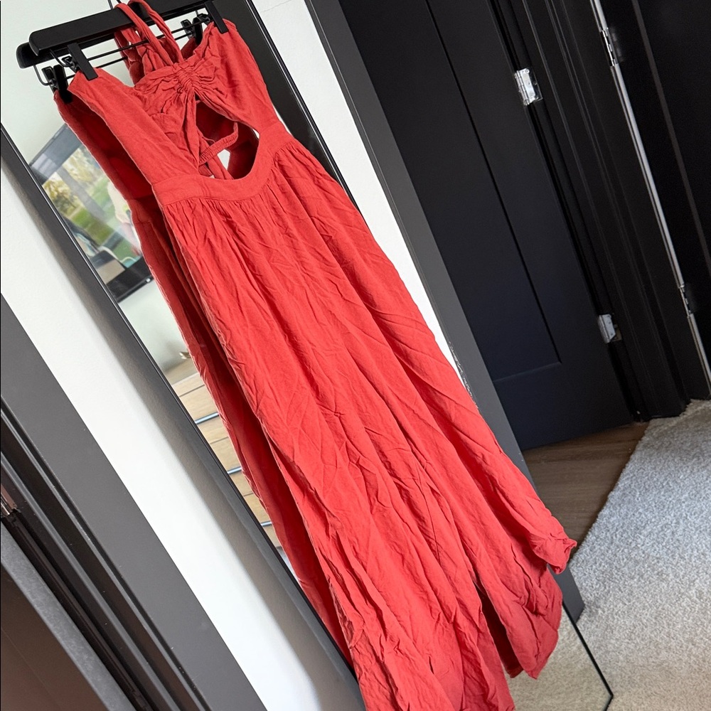 Burnt Red/Orange Halterneck Jumpsuit